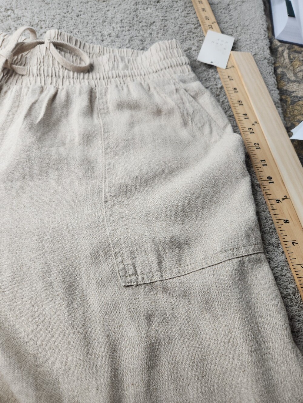 Women's High-Rise Linen Regular Fit Ankle Joggers - A New Day Tan XXL - Picture 11 of 13